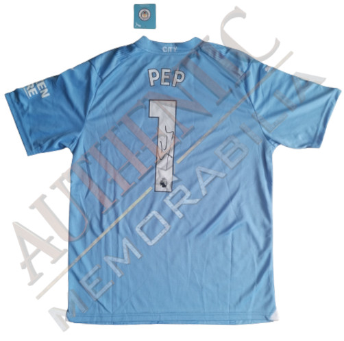 Pep Guardiola Signed Manchester City Shirt